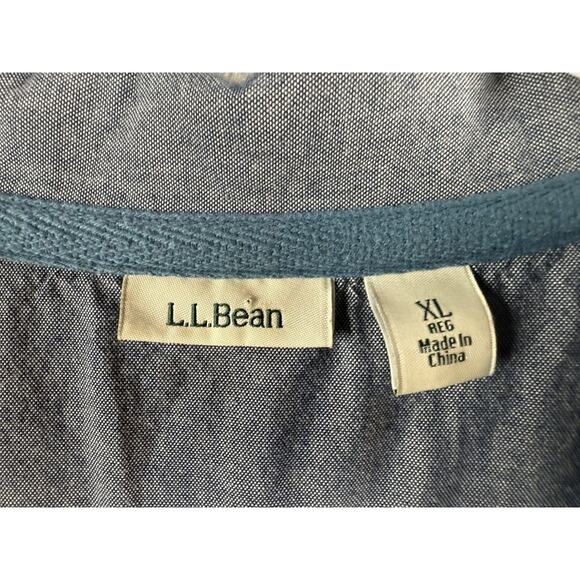 L.L. Bean Striped Rugby Top Womens Sz XL Blue 100% Cotton Pullover Preppy - Picture 3 of 10